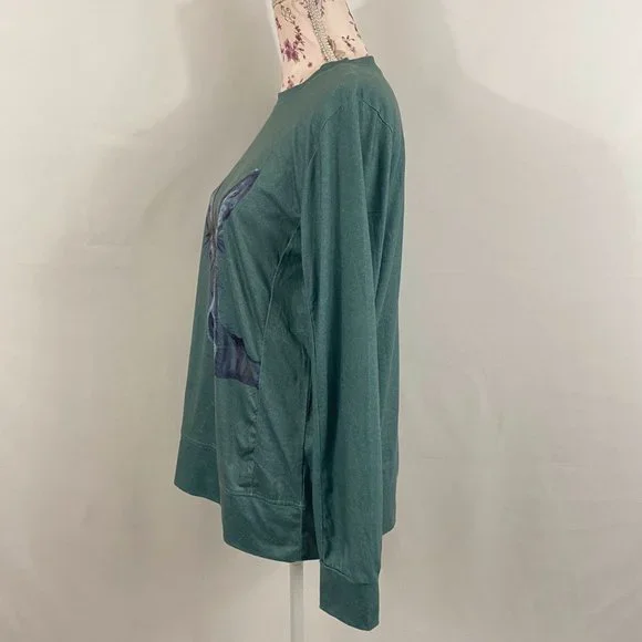 sz:M Teal Long Sleeve Donkey Graphic Pullover Top - Picture 5 of 10